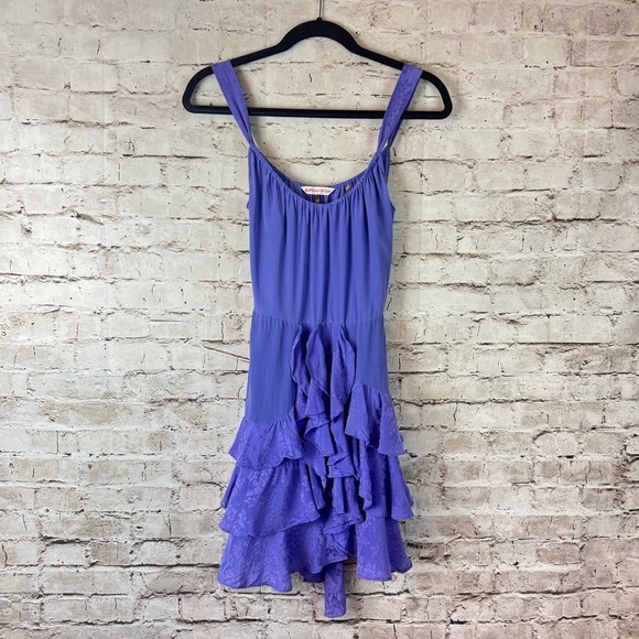 Rebecca Taylor Size 2 Dancing Dress Cornflower Ruffles Sleeveless 100% Silk - Picture 2 of 8